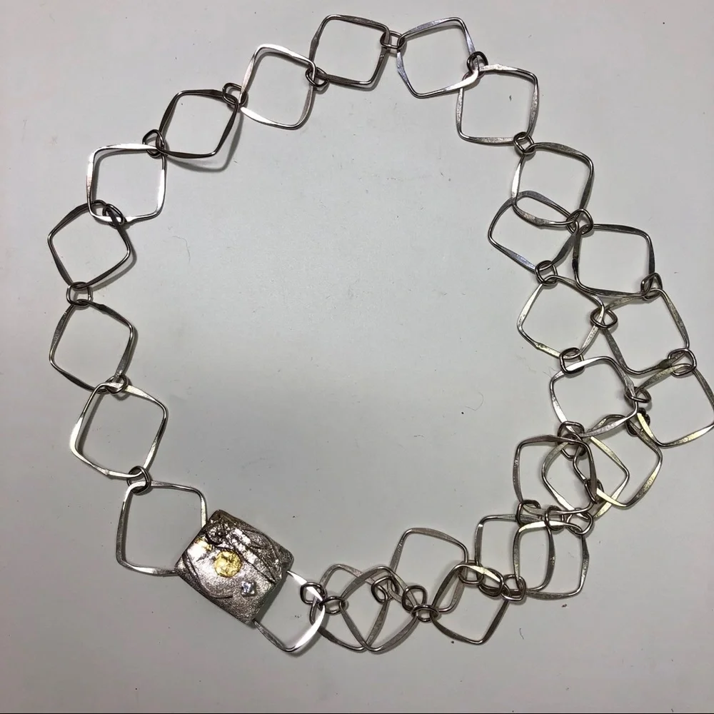Handmade, sterling silver, long necklace - Picture 2 of 3